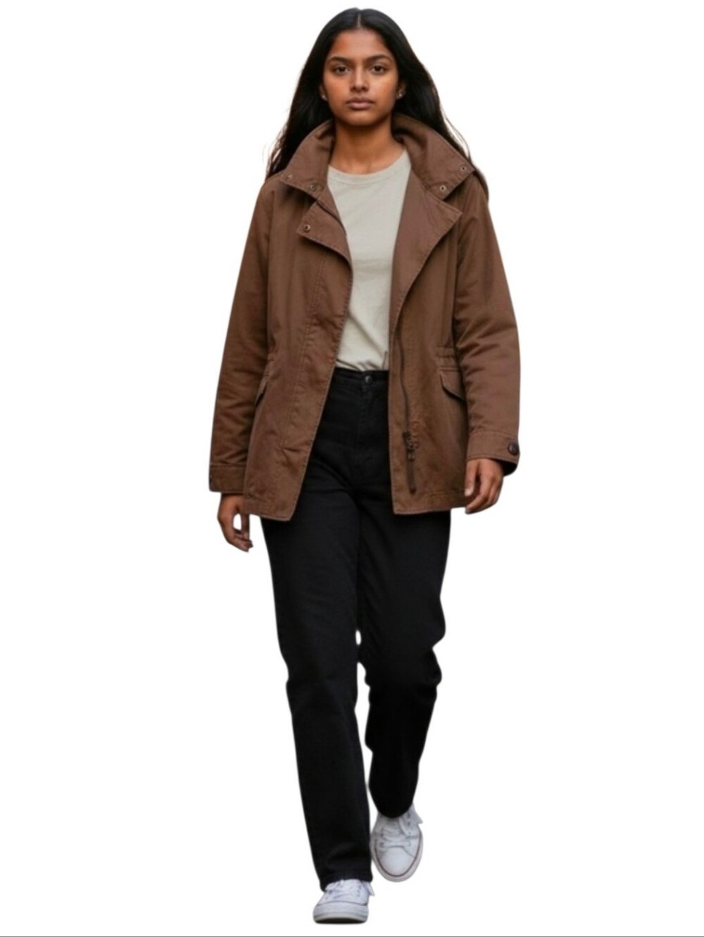 Allsaints Lance Utility Army Jacket Womens Size 4 Small Olive Green Brown Zip Up